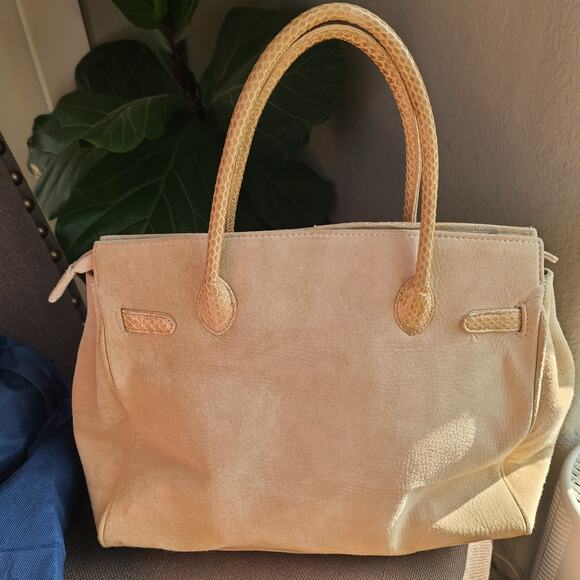 Vntg Tosca Blu Designer Purse Bag Italy Leather Floral Snake Skin Tulip Beaded - Picture 7 of 14